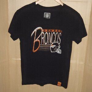 NFL Womens Denver Broncos Navy Blue Distressed Look Shirt Medium